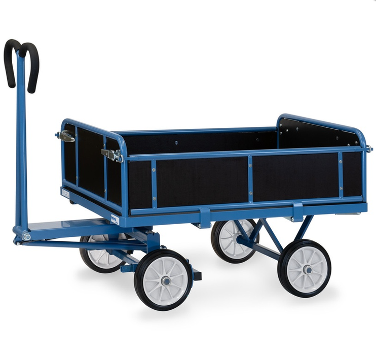 Handpritschenwagen mit Bordwänden 2000x1000 mm, Vollgummirädern